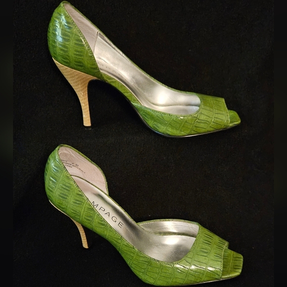 Rampage Marquis Green Peep-Toe Pumps-Size 8M - Picture 4 of 10